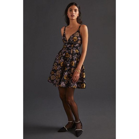 Anthropologie Jacquard A- Line Mini Dress Size 10 - Picture 1 of 8